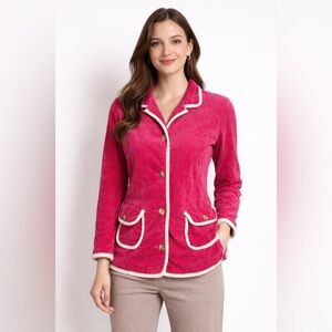 Lilly Pulitzer Hot Pink Corduroy Jacket Size 10 |Preppy Chic Button-Front Blazer